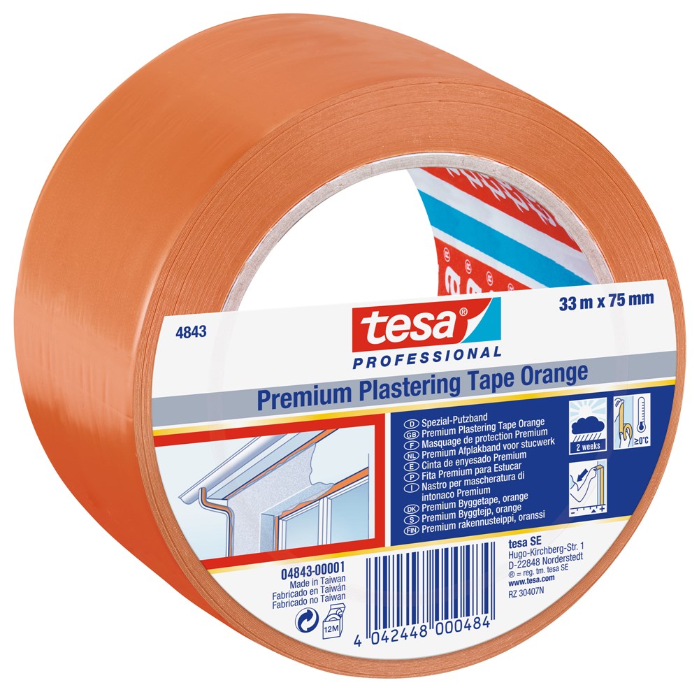 Tesa Premium Bepleisteringstape oranje - 33m x 75mm